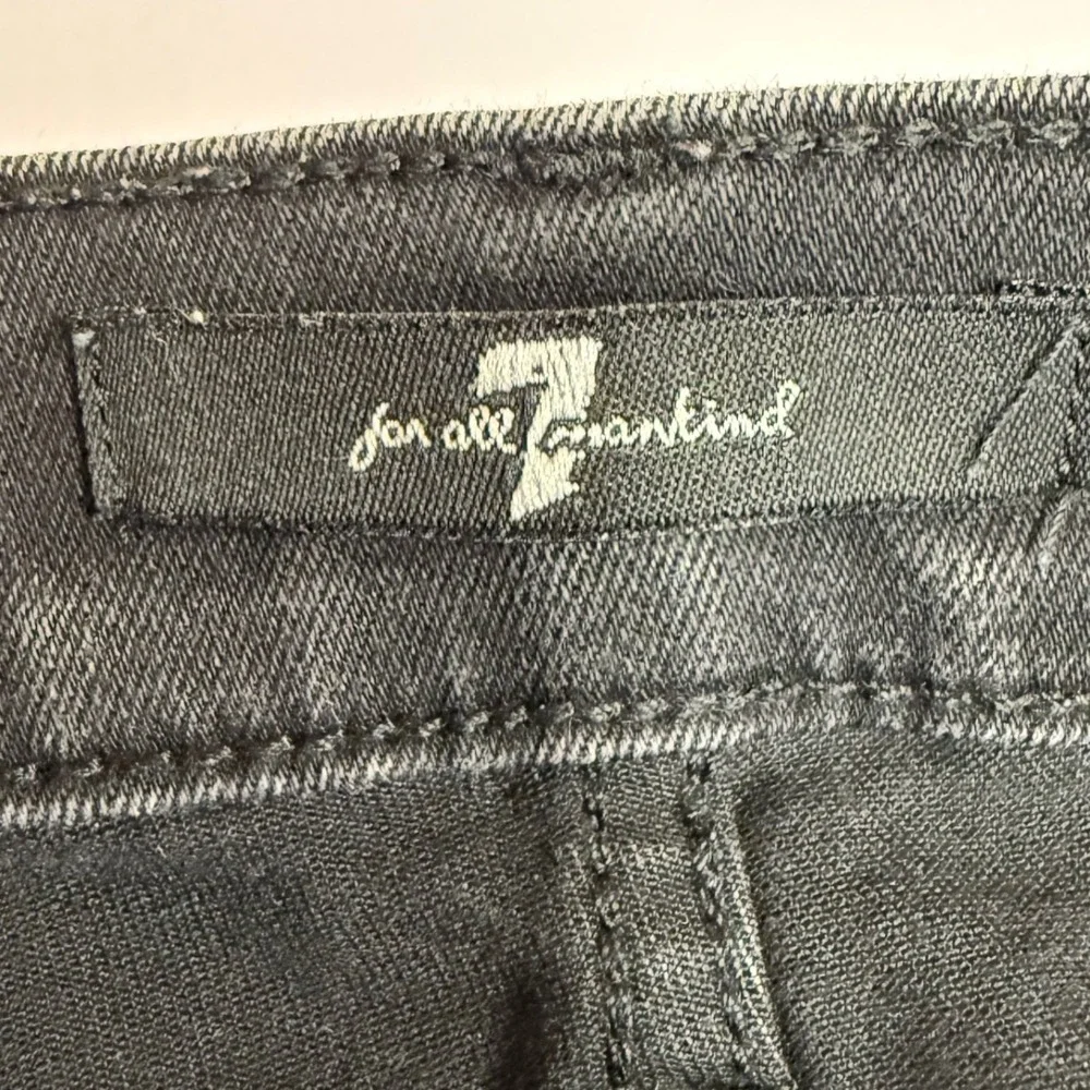 7 For‎ All Mankind Roxanne Ankle Jeans Womens 32 Black Raw Hem Slim